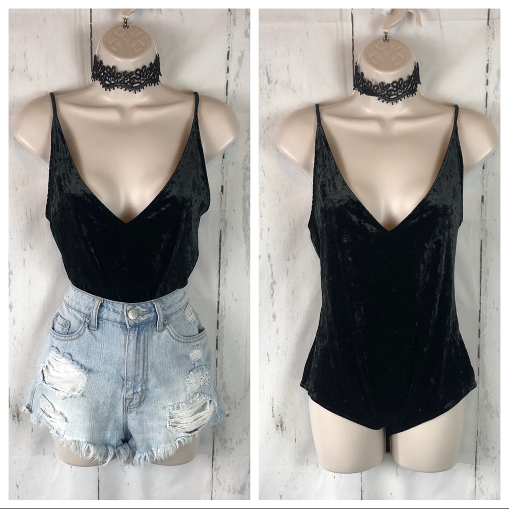 Black velvet bodysuit